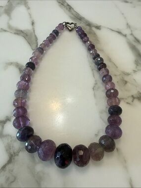 Amethyst 8” necklace with silver fasteners